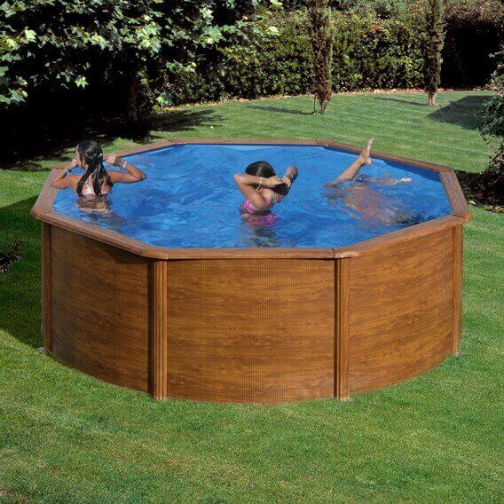Piscina Desmontável GRE Sicilia Circular – Efeito Madeira