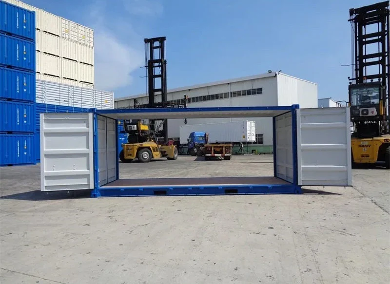 Contentor com portas em ambas as extremidades,