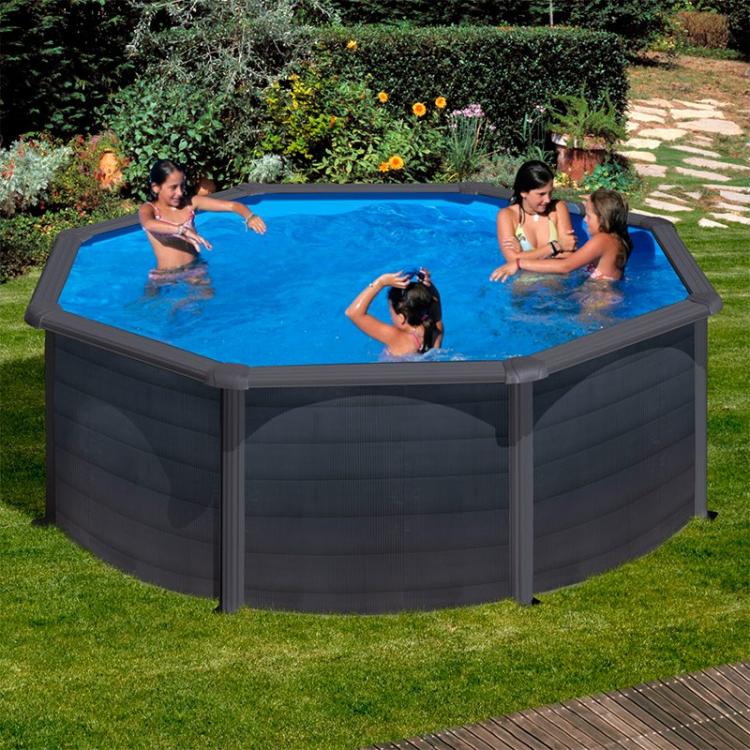 Piscina Desmontável GRE Kea Circular – Efeito Grafite
